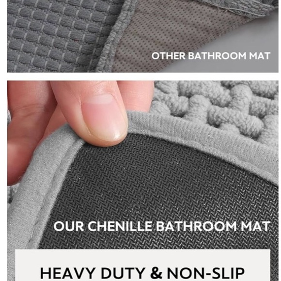 NWT-COCOER-GRAY CHENILLE BATH MAT - Picture 4 of 4